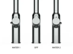 VIZIO 4 Wege Wasserhahn Küchenarmatur BOD mit 360° Schwenkbarem Auslauf Abnehmbare 2 Strahl Handbrause Verchromt   Blau