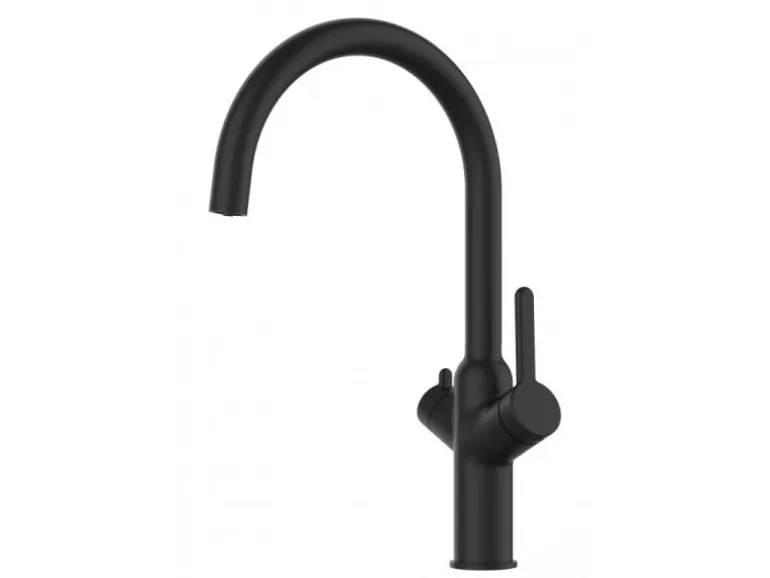 VIZIO 4 Wege Wasserhahn Küchenarmatur BOD mit 360° Schwenkbarem U Auslauf Schwarz Matt