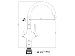 VIZIO 4 Wege Wasserhahn Küchenarmatur BOD mit 360° Schwenkbarem U Auslauf Schwarz Matt