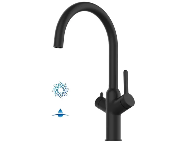 VIZIO 4 Wege Wasserhahn Küchenarmatur BOD mit 360° Schwenkbarem U Auslauf Schwarz Matt