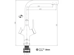 VIZIO 4 Wege Wasserhahn Küchenarmatur BOD mit 360° Schwenkbarem L Auslauf Schwarz Matt