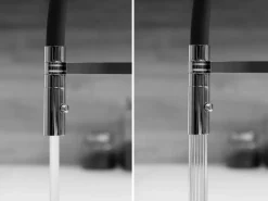 VIZIO 5 Wege Wasserhahn Küchenarmatur Edelstahl Massiv mit 360° Schwenkbarem Auslauf Abnehmbare 2 Strahl Handbrause PVD Schwarz Matt   Weiß