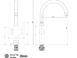 VIZIO 4 Wege Wasserhahn Küchenarmatur FC mit 360° Schwenkbarem U Auslauf Schwarz Matt