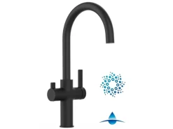 VIZIO 4 Wege Wasserhahn Küchenarmatur FC mit 360° Schwenkbarem U Auslauf Schwarz Matt