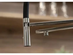 VIZIO 5 Wege Wasserhahn Küchenarmatur Edelstahl Massiv mit 360° Schwenkbarem Auslauf Abnehmbare 2 Strahl Handbrause Gebürstet   Orange