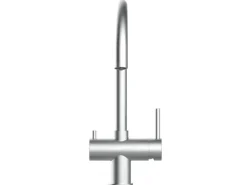 VIZIO 3 Wege Wasserhahn Küchenarmatur Edelstahl Massiv mit 360° Schwenkbarem U Auslauf Gebürstet