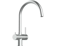 VIZIO 3 Wege Wasserhahn Küchenarmatur Edelstahl Massiv mit 360° Schwenkbarem U Auslauf Gebürstet