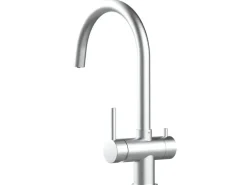 VIZIO 3 Wege Wasserhahn Küchenarmatur Edelstahl Massiv mit 360° Schwenkbarem U Auslauf Gebürstet