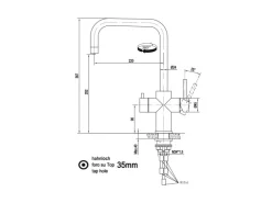 VIZIO 5 Wege Wasserhahn Küchenarmatur Edelstahl Massiv mit 360° Schwenkbarem N Auslauf Hochglanz Poliert