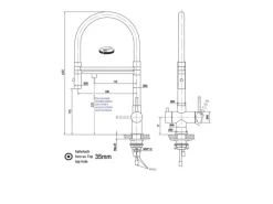 VIZIO 3 Wege Wasserhahn Küchenarmatur Edelstahl Massiv mit 360° Schwenkbarem Auslauf und Abnehmbare 2 Strahl Handbrause PVD Schwarz Matt   Hellblau