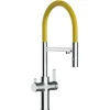 VIZIO 3 Wege Wasserhahn Küchenarmatur FC mit 360° Schwenkbarem Auslauf Abnehmbare 2 Strahl Handbrause Verchromt   Gelb