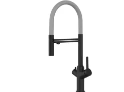 VIZIO 4 Wege Wasserhahn Küchenarmatur BOD mit 360° Schwenkbarem Auslauf Abnehmbare 2 Strahl Handbrause Schwarz Matt   Grau