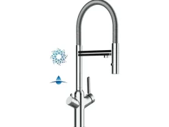 VIZIO 4 Wege Wasserhahn Küchenarmatur BOD mit 360° Schwenkbarem Auslauf Abnehmbare 2 Strahl Handbrause Verchromt