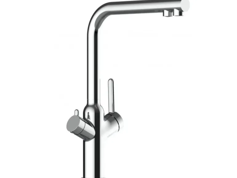 VIZIO 4 Wege Wasserhahn Küchenarmatur BOD mit 360° Schwenkbarem L Auslauf Verchromt