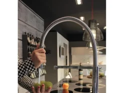 VIZIO 3 Wege Wasserhahn Küchenarmatur BOD mit 360° Schwenkbarem Auslauf Abnehmbare 2 Strahl Handbrause Schwarz Matt   Blau