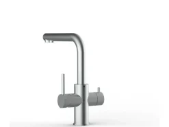 VIZIO Kurzversion   5 Wege Wasserhahn Küchenarmatur Edelstahl Massiv mit 360° Schwenkbarem L Auslauf  Gebürstet