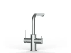 VIZIO Kurzversion   5 Wege Wasserhahn Küchenarmatur Edelstahl Massiv mit 360° Schwenkbarem L Auslauf  Gebürstet