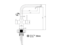 VIZIO Kurzversion   5 Wege Wasserhahn Küchenarmatur Edelstahl Massiv mit 360° Schwenkbarem L Auslauf  Gebürstet