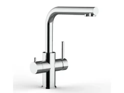 VIZIO Kurzversion   5 Wege Wasserhahn Küchenarmatur Edelstahl Massiv mit 360° Schwenkbarem L Auslauf  Hochglanz Poliert