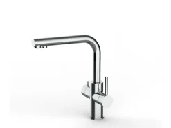 VIZIO Kurzversion   5 Wege Wasserhahn Küchenarmatur Edelstahl Massiv mit 360° Schwenkbarem L Auslauf  Hochglanz Poliert