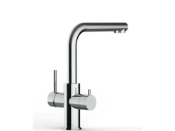 VIZIO Kurzversion   5 Wege Wasserhahn Küchenarmatur Edelstahl Massiv mit 360° Schwenkbarem L Auslauf  Hochglanz Poliert