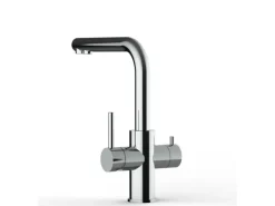 VIZIO Kurzversion   5 Wege Wasserhahn Küchenarmatur Edelstahl Massiv mit 360° Schwenkbarem L Auslauf  Hochglanz Poliert