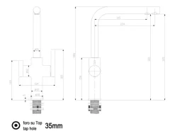 VIZIO NIEDERDRUCK 3 Wege Wasserhahn Küchenarmatur FC mit 360° Schwenkbarem L Auslauf Schwarz Matt