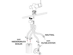 VIZIO NIEDERDRUCK 3 Wege Wasserhahn Küchenarmatur Edelstahl Massiv 360° Schwenkbarem L Auslauf Edelstahl Gebürstet