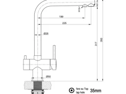 VIZIO NIEDERDRUCK 3 Wege Wasserhahn Küchenarmatur Edelstahl Massiv 360° Schwenkbarem L Auslauf Edelstahl Gebürstet