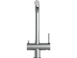 VIZIO NIEDERDRUCK 3 Wege Wasserhahn Küchenarmatur Edelstahl Massiv 360° Schwenkbarem L Auslauf Edelstahl Gebürstet