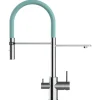 VIZIO NIEDERDRUCK 3 Wege Wasserhahn Küchenarmatur FL mit 360° Schwenkbarem Auslauf Abnehmbare 2 Strahl Handbrause Verchromt   Türkis