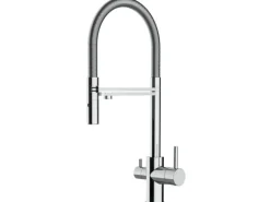 VIZIO NIEDERDRUCK 3 Wege Wasserhahn Küchenarmatur FL mit 360° Schwenkbarem Auslauf Abnehmbare 2 Strahl Handbrause Verchromt