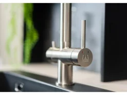 VIZIO NIEDERDRUCK 3 Wege Wasserhahn Küchenarmatur Edelstahl Massiv mit 360° Schwenkbarem Auslauf Abnehmbare 2 Strahl Handbrause Gebürstet   Weiß