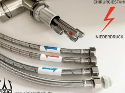 VIZIO Niederdruck 3 Wege Wasserhahn Küchenarmatur Edelstahl Massiv mit 360° Schwenkbarem Auslauf Abnehmbare 2 Strahl Handbrause Gebürstet   Türkis