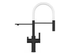 VIZIO NIEDERDRUCK 3 Wege Wasserhahn Küchenarmatur FC mit 360° Schwenkbarem Auslauf Abnehmbare 2 Strahl Handbrause Schwarz Matt   Weiß