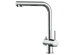 VIZIO NIEDERDRUCK 3 Wege Wasserhahn Küchenarmatur Edelstahl Massiv 360° Schwenkbarem L Auslauf Hochglanz Poliert