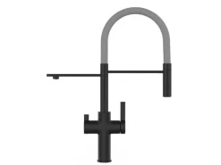 VIZIO NIEDERDRUCK 3 Wege Wasserhahn Küchenarmatur FC mit 360° Schwenkbarem Auslauf Abnehmbare 2 Strahl Handbrause Schwarz Matt   Grau