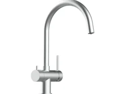 VIZIO NIEDERDRUCK 3 Wege Wasserhahn Küchenarmatur Edelstahl Massiv 360° Schwenkbarem U Auslauf Gebürstet