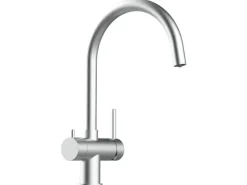 VIZIO NIEDERDRUCK 3 Wege Wasserhahn Küchenarmatur Edelstahl Massiv 360° Schwenkbarem U Auslauf Gebürstet