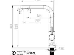 VIZIO NIEDERDRUCK 3 Wege Wasserhahn Küchenarmatur FL mit 360° Schwenkbarem L Auslauf