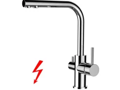 VIZIO NIEDERDRUCK 3 Wege Wasserhahn Küchenarmatur FL mit 360° Schwenkbarem L Auslauf