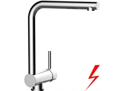 VIZIO Niederdruck Wasserhahn Vorfenster Küchenarmatur Umklappbar 6 CM mit 360° Schwenkbarem L Auslauf Verchromt