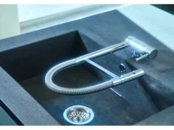 VIZIO NIEDERDRUCK Wasserhahn Vorfenster Küchenarmatur Umklappbar 6 CM mit 360° Schwenkbarem Auslauf Abnehmbare 2 Strahl Handbrause Verchromt   Rot