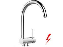 VIZIO Niederdruck Wasserhahn Vorfenster Küchenarmatur Umklappbar 6 CM mit 360° Schwenkbarem U Auslauf Verchromt