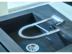 VIZIO Niederdruck Wasserhahn Vorfenster Küchenarmatur Umklappbar 6 CM mit 360° Schwenkbarem Auslauf Abnehmbare 2 Strahl Handbrause Verchromt