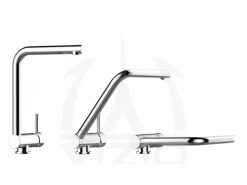 VIZIO Niederdruck Wasserhahn Vorfenster Küchenarmatur Umklappbar 6 CM mit 360° Schwenkbarem L Auslauf Verchromt   Schwarz Granit