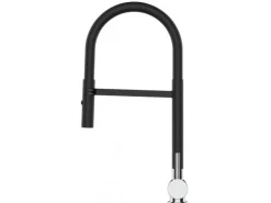 VIZIO NIEDERDRUCK Wasserhahn Vorfenster Küchenarmatur Umklappbar 6 CM 360° Schwenkbarem Auslauf Abnehmbare 2 Strahl Brause Chrom   Schwarz Matt