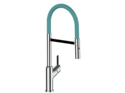 VIZIO Wasserhahn Küchenarmatur BOD mit 360° Schwenkbarem Auslauf Abnehmbare 2 Strahl Handbrause Verchromt   Türkis