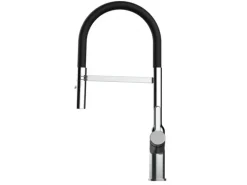 VIZIO Wasserhahn Küchenarmatur BOD mit 360° Schwenkbarem Auslauf Abnehmbare 2 Strahl Handbrause Verchromt   Schwarz