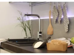 VIZIO Wasserhahn Küchenarmatur QU mit 360° Schwenkbarem L Auslauf Verchromt